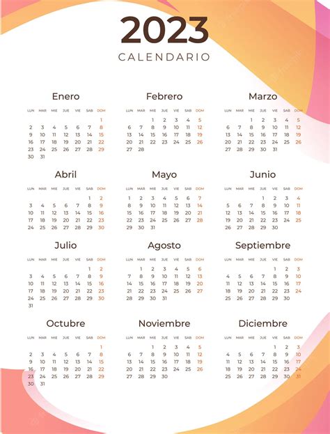 Calendario 2023 por meses en español | Vector Premium