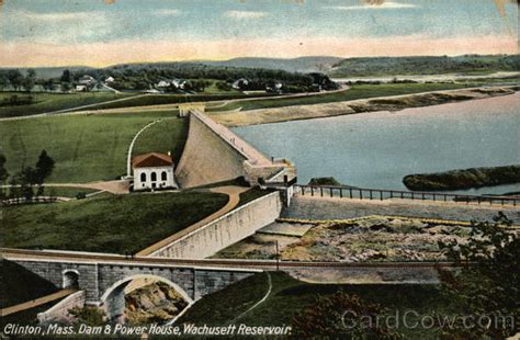 Dam & Power House, Wachusett Reservoir Clinton, MA Postcard