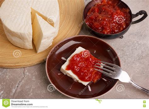 Brazilian Dessert Romeo and Juliet, Goiabada Jam of Guava and Ch Stock Photo - Image of ...