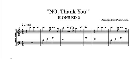 K-ON!! ED 2 - "NO, Thank You!" - Piano Sheet Music