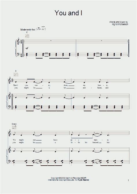 You And I Piano Sheet Music | OnlinePianist