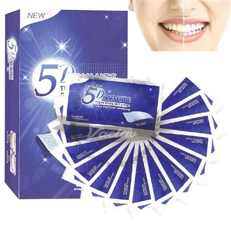 5D White Teeth Whitening Strips, Contains Non Harmful Effective Home Use Tooth Whitening Kit ...