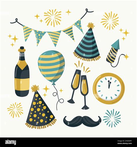 Flat new years eve elements set Vector illustration Stock Vector Image & Art - Alamy