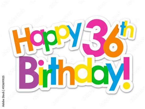 HAPPY 36th BIRTHDAY Vector Card Stock Vector | Adobe Stock