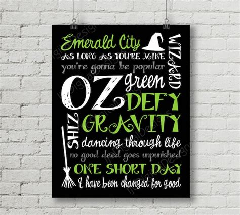 Printable Wicked Musical Quotes Digital Subway Art Typography | Etsy