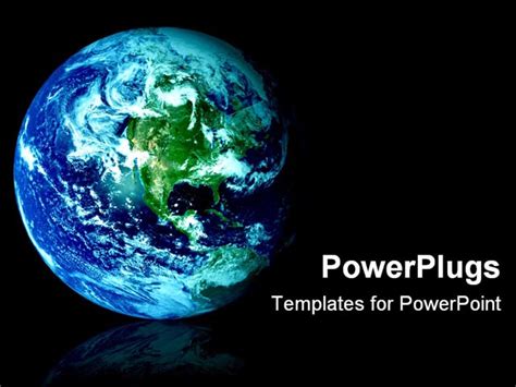 PowerPoint Template: space view of blue and green world as a globe on a background (4098)