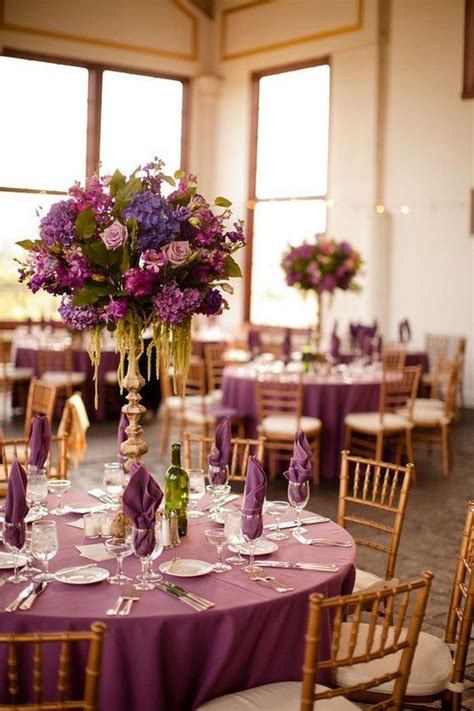 22 Plum Purple and Gold Wedding Color Ideas | Gold wedding colors, Purple wedding tables, Purple ...