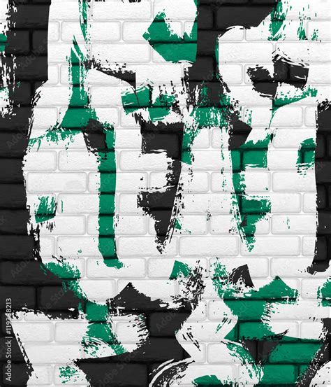 Black brick wall background with graffiti Stock Illustration | Adobe Stock