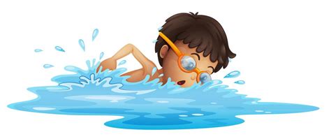 A young boy swimming with a yellow goggles 520990 Vector Art at Vecteezy