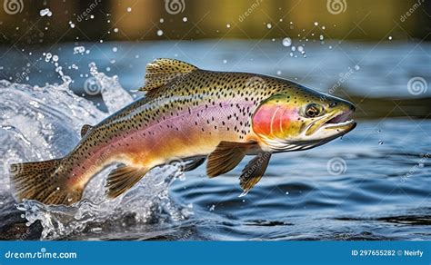 Rainbow trout jumping stock photo. Image of outdoors - 297655282