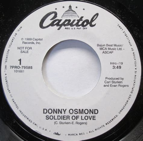 Donny Osmond – Soldier Of Love (1989, Vinyl) - Discogs