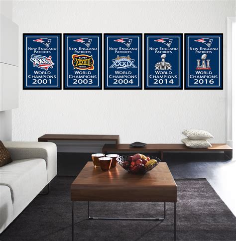 New England Patriots 5 Super Bowl Banners Art Illustration