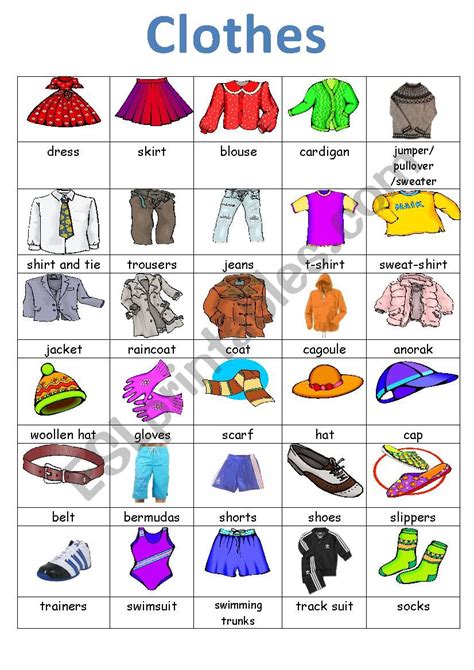 Types of Clothes - ESL worksheet by zhumak