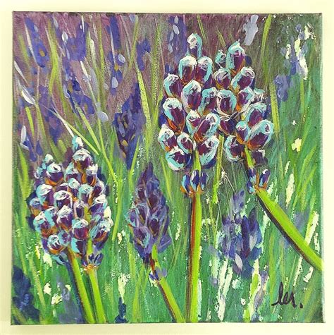 Lavender Painting : Original Acrylic Herb Garden Meadow by JLMcArt