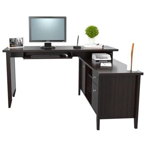 L Shaped Desk With Keyboard Tray - Emi Furniture