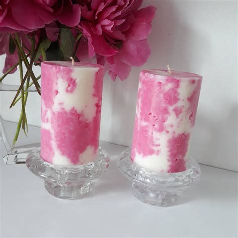 Pink Decorative Candles. Pink Pillar Candles. Pink Room Decor. | Etsy