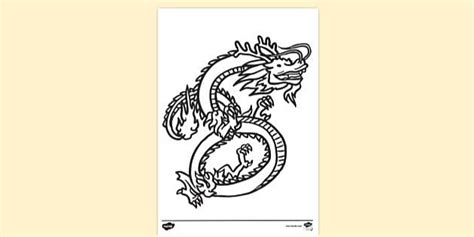 Chinese Dragon Drawing | Outline Colouring Sheet - Twinkl