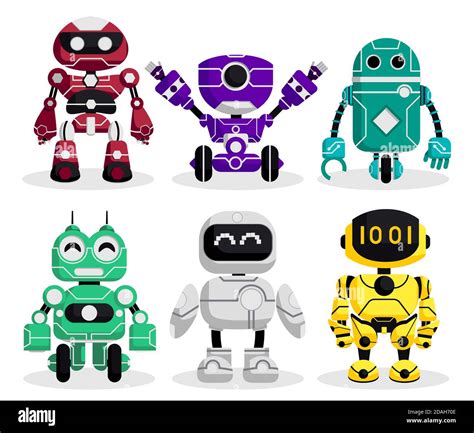 Robot characters vector set. Robotic character with modern technology ...