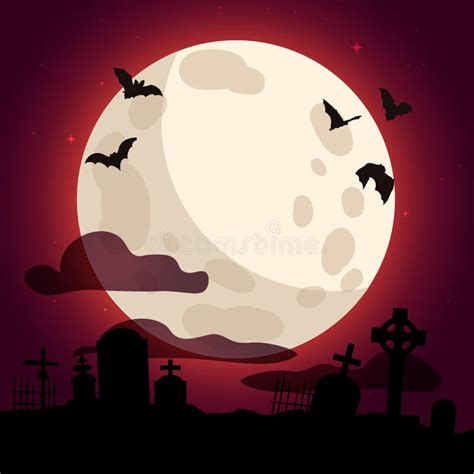 Vector Full Red Moon, Isolated on Red Background Stock Vector - Illustration of style, cartoon ...