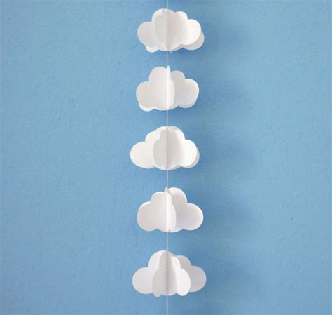 White Paper Cardstock Clouds, Cloud Streamer, White Clouds, 3D Paper Clouds, Vertical Cloud ...