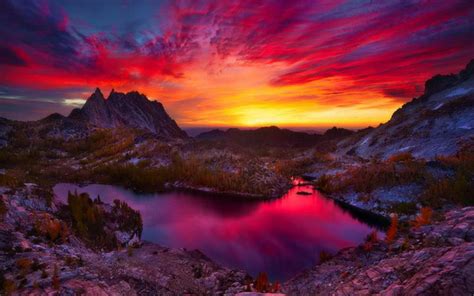 Sunset Sky over Mountains - Image Abyss