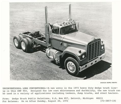 Dodge CNT 950 heavy truck, press photo, USA, 1973 in 2022 | Big trucks, Old dodge trucks ...