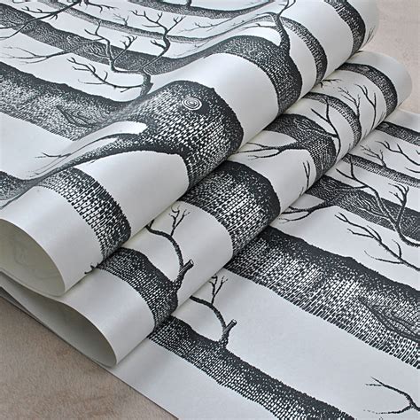 Black & White Birch Tree Print Wallpaper – Decorzee