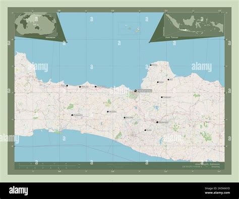 Jawa Tengah, city of Indonesia. Open Street Map. Locations and names of major cities of the ...