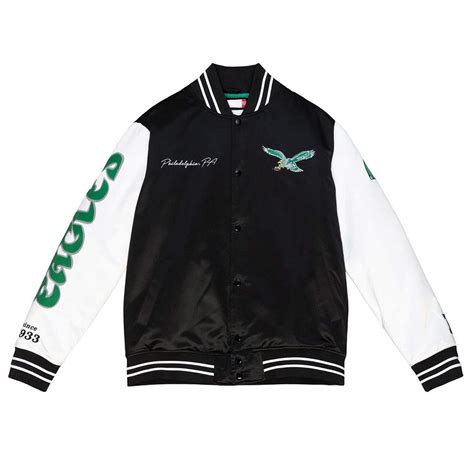 Satin Varsity Full-Snap Philadelphia Eagles Throwback 2 Tone Jacket ...