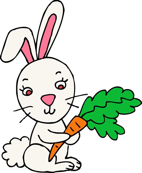 Cute Easter Bunny With Carrot - Free Clip Art