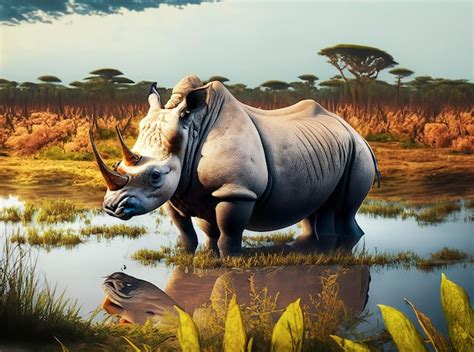 Premium AI Image | rhinoceros habitat in the wild