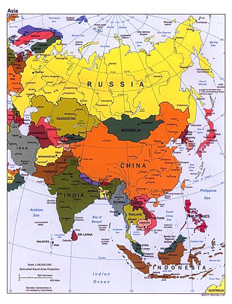 Detailed political map of Asia with major cities – 1997 | Vidiani.com ...