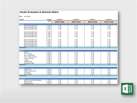 Vendor Evaluation And Selection Matrix