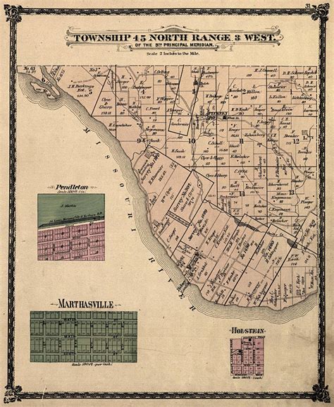 Map: Warren County, Missouri, 1877; T45nR3w