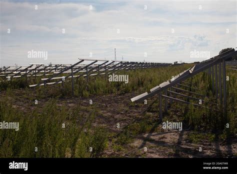 Landscape of solar farm under-construction in solar farm Stock Photo ...