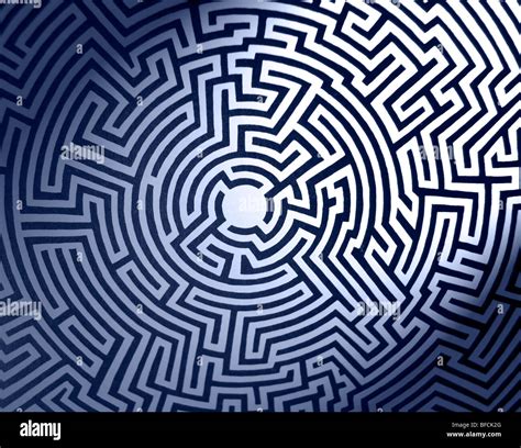 Geometric maze design in blue light Stock Photo - Alamy