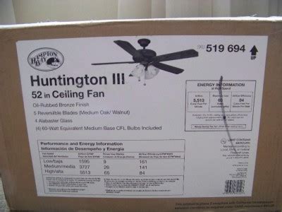 Hampton Bay 52" Huntington Oil Rub Bronze Ceiling Fan