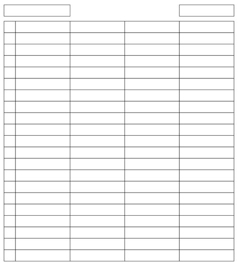 Printable Column Template 5 Columns