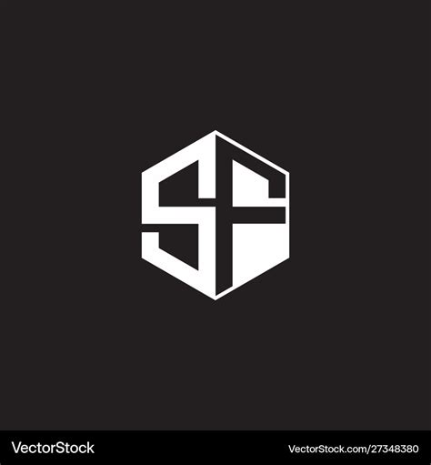 Sf logo monogram hexagon with black background Vector Image