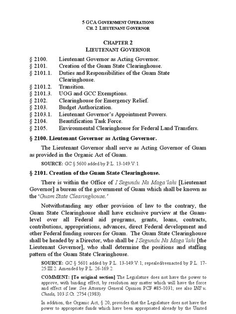 Guam - State Clearing Statutory Authority | PDF | Administration Of Federal Assistance In The ...