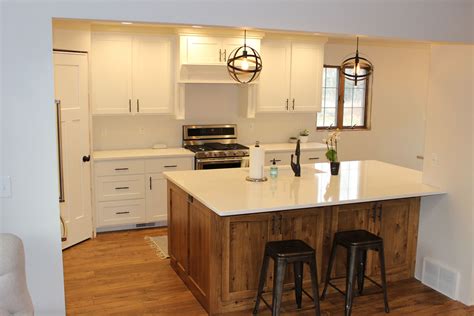 Wood island/ white cabinets | White cabinets, Wood island, Home decor