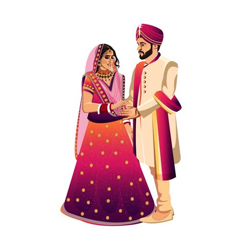 Indian wedding couple character bride and groom 12011841 PNG