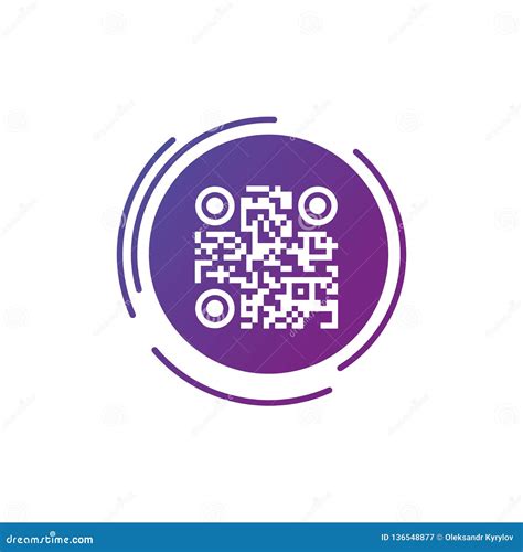 Qr Code Sign Icon in Purple Gradient Futuristic Circle. Scan Code Symbol. Vector Illustration ...