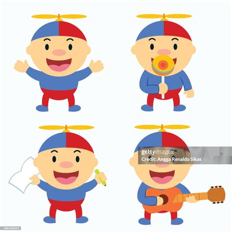 Kid With Propeller Hat Cartoon High-Res Vector Graphic - Getty Images