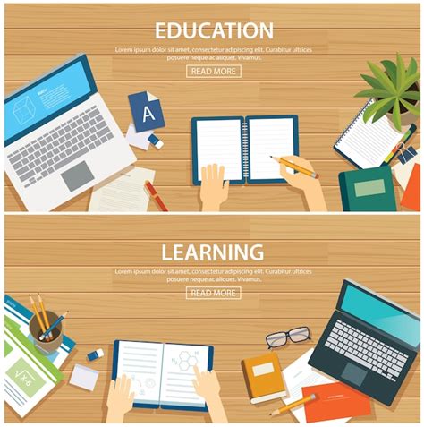 Education and learning banner flat design template. | Premium Vector