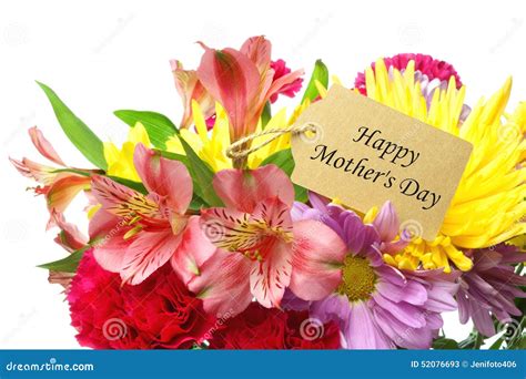 Happy Mother S Day Tag in Flower Bouquet Stock Image - Image of bloom, lily: 52076693