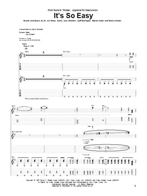 It's So Easy Sheet Music | Guns N' Roses | Guitar Tab