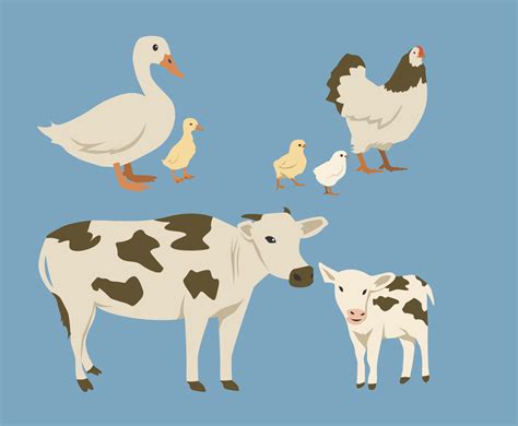 Farm Animals Vector Cartoon
