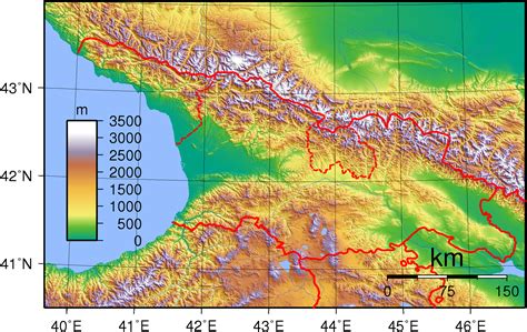 Mapa Gruzji - Gruzja mapa fizyczna, topograficzna, samochodowa i inne