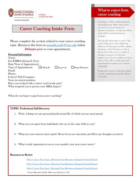 Health Coach Intake Form Template